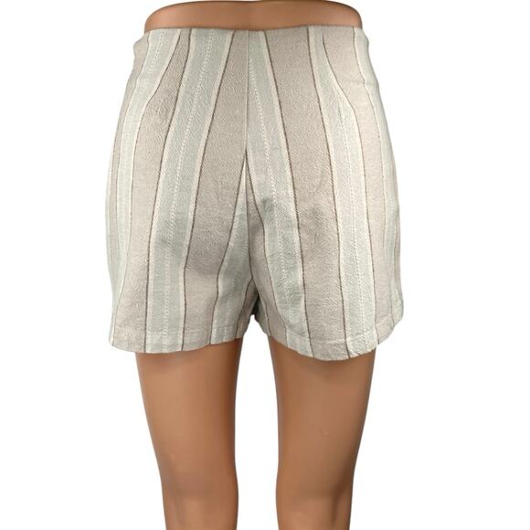 Urban Outfitters Tess Tan Lace-Up Striped High Waist Twill Casual Shorts Size 0 - Picture 3 of 5